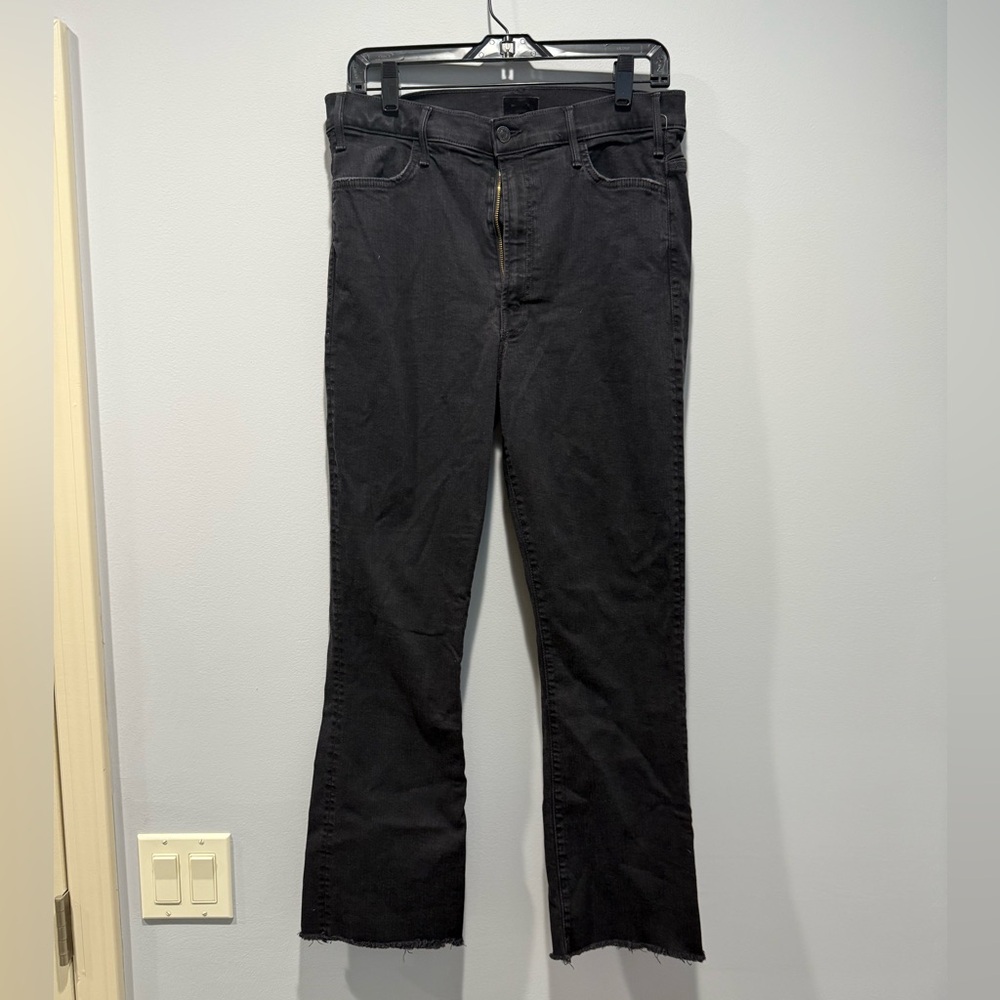 MOTHER hustler ankle fray pray women’s washed Black Jeans